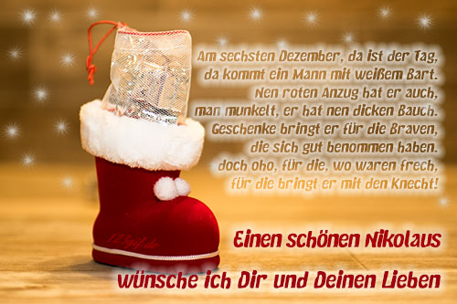 Am sechsten Dezember, da ist der Tag... Einen schönen Nikolaus wünsche ich Dir und Deinen Lieben